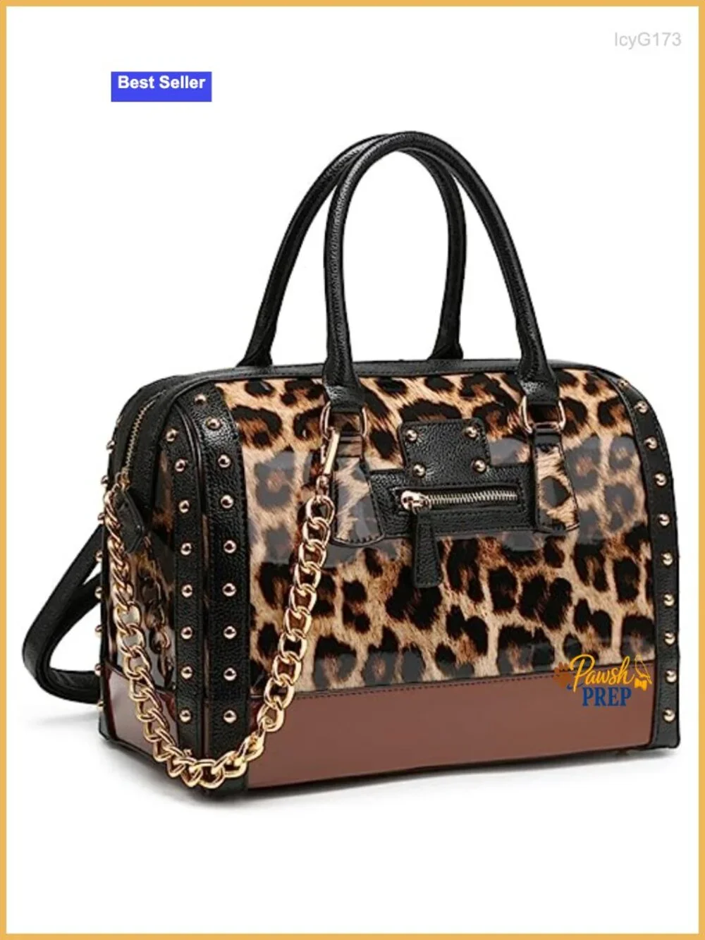Shiny Patent Faux Leather Barrel Satchel Handbag Rivet Decoration Top Handle